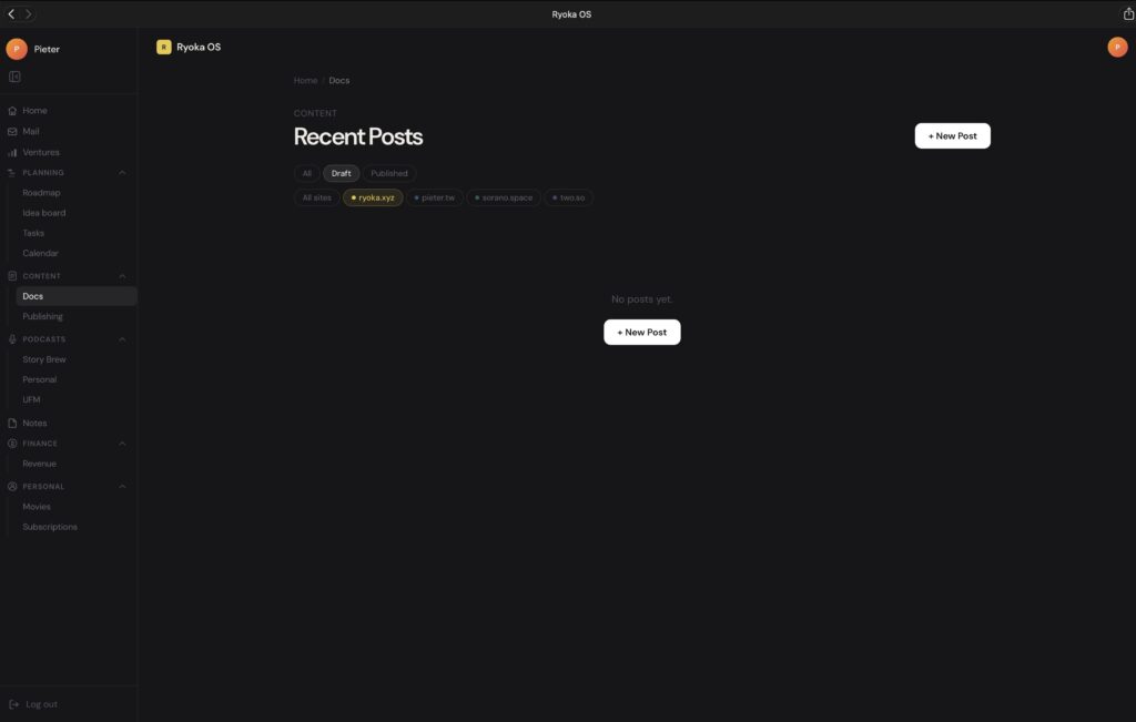 docs features in my OS dashboard